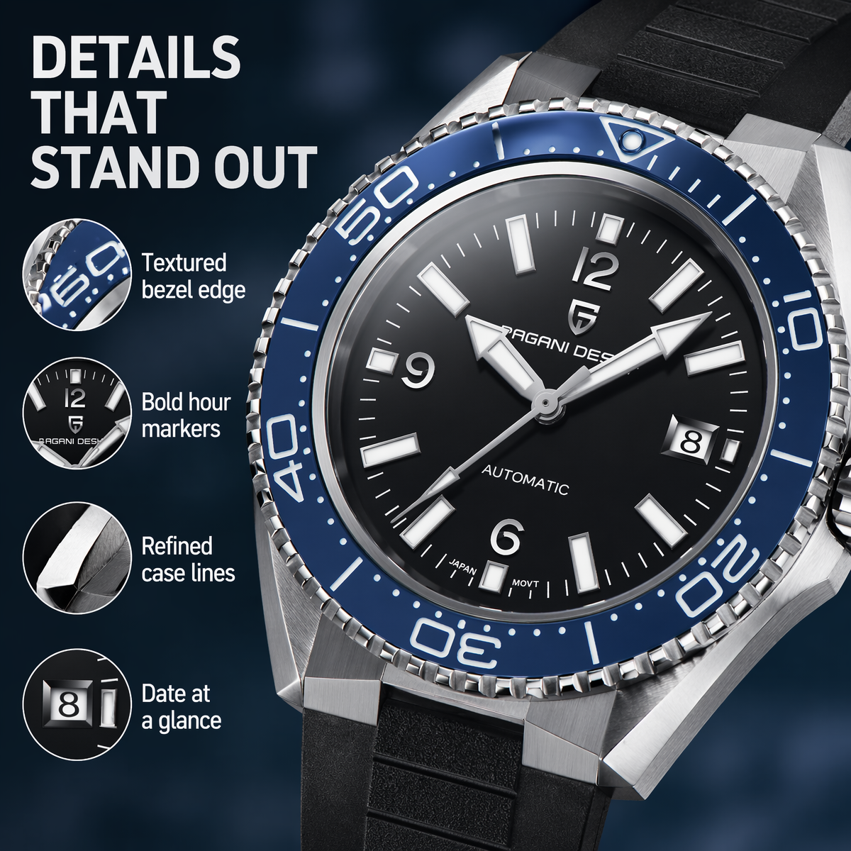 Pagani Design New Men's Mechan - Rubber Strap Diver recension och pris