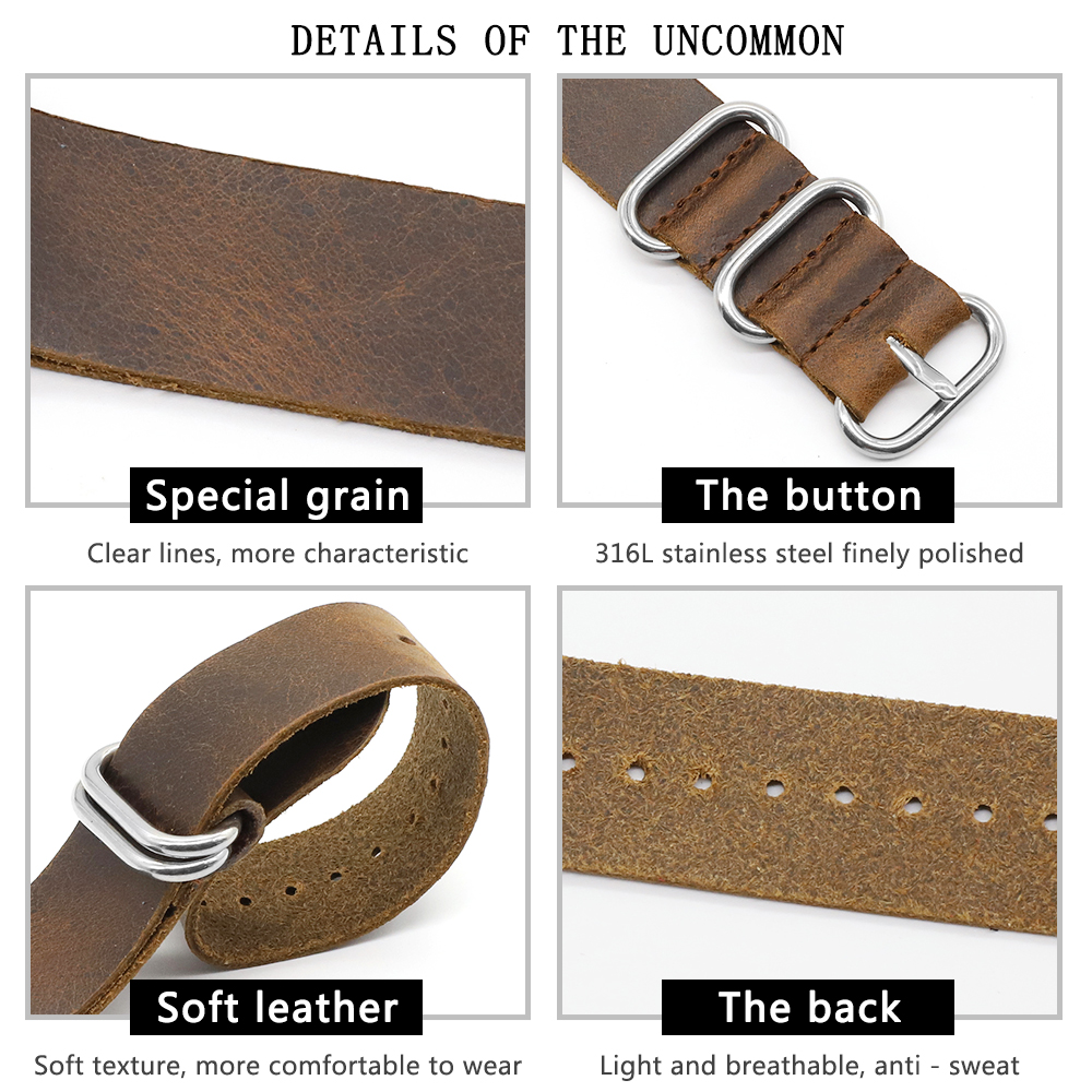 Genuine Leather Watch Band 18m - Nato Strap Nylon recension och pris