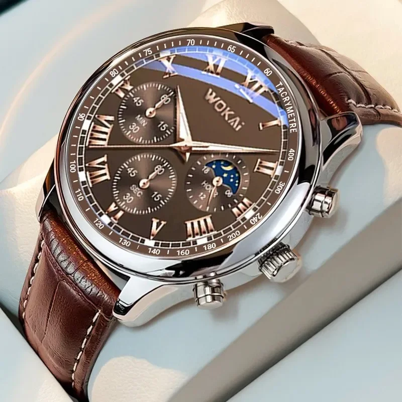 Luxury Brand Watch Mens Quartz - Leather Watch Band Men recension och pris