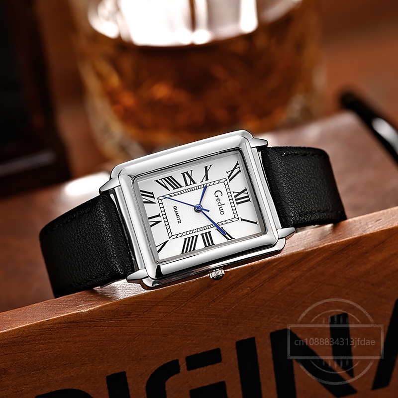 New Fashion Designer Rectangle - Leather Watch Band Men recension och pris